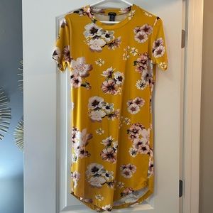 floral print, yellow dress